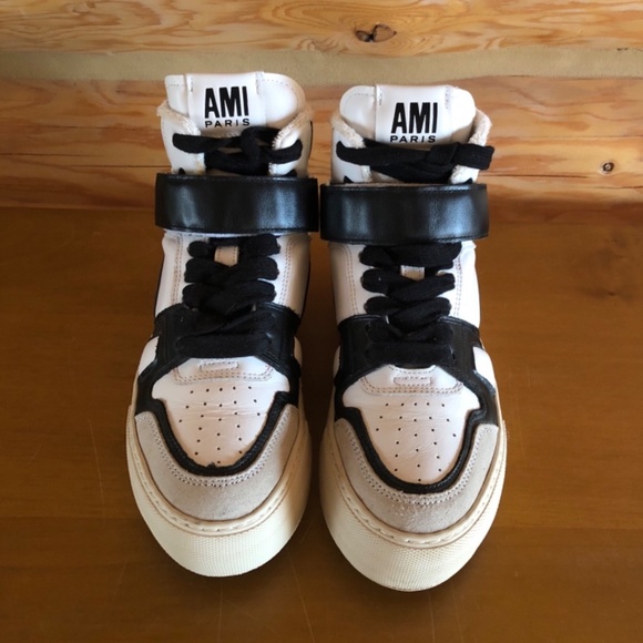 AMI ALEXANDRE MATTIUSSI Black and White ADC Hight Top Sneakers size 36 LIKE NEW - Picture 6 of 12